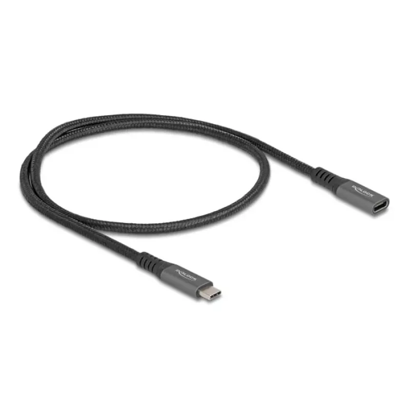 DeLOCK USB-jatkokaapeli USB Type-C uros-naaras 10 Gbit/s 0,5 m harmaa metalli