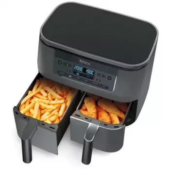 SharkNinja Ninja DZ300EU, kuumailmafriteerauskeittiö, 7,6 l, 3,2 kg, 240 °C, kaksoistila, harmaa