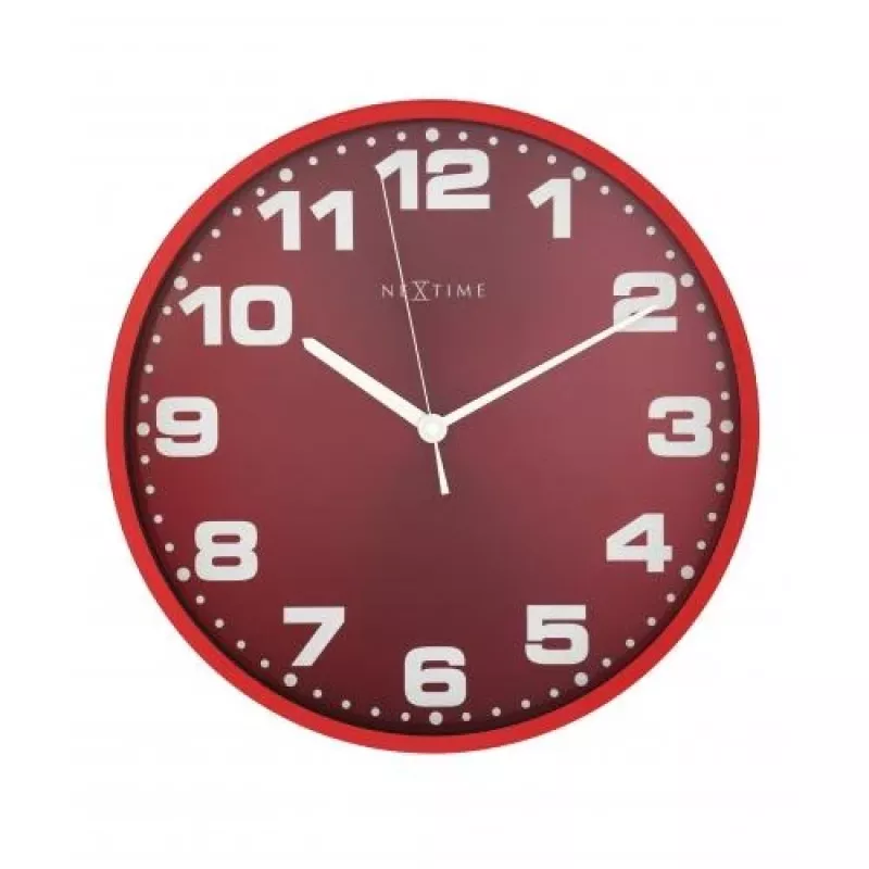 NeXtime kello 3053ro Dash Red, Ø35 cm, seinäkello, punainen/hopea