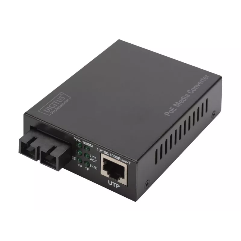Digitus Gigabit PoE -mediakonvertteri, RJ45 / SC, SM, PSE