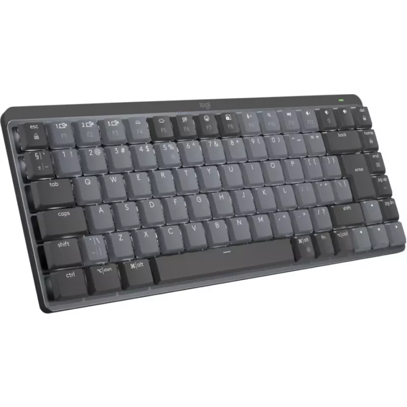 Logitech MX Mechanical Mini 920-010782 langaton valaistu näppäimistö, naksahtavat kytkimet, RF-langaton + Bluetooth LE, US International QWERTY, grafiitti