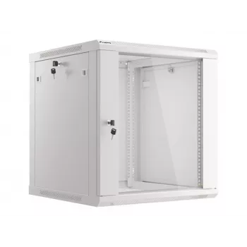 Lanberg seinäasennettava asennuskaappi 19'' 12U 600x600mm harmaa (lasiliukuovi)