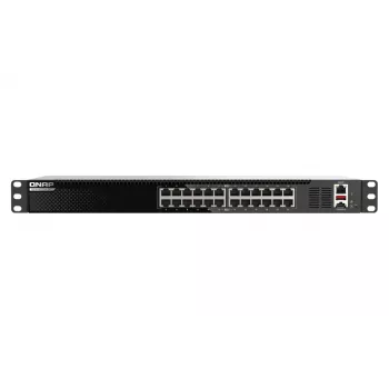 QNAP QSW-M3224-24T verkkokytkin hallittava L3 10G Ethernet (100/1000/10000) 1U musta, hopea