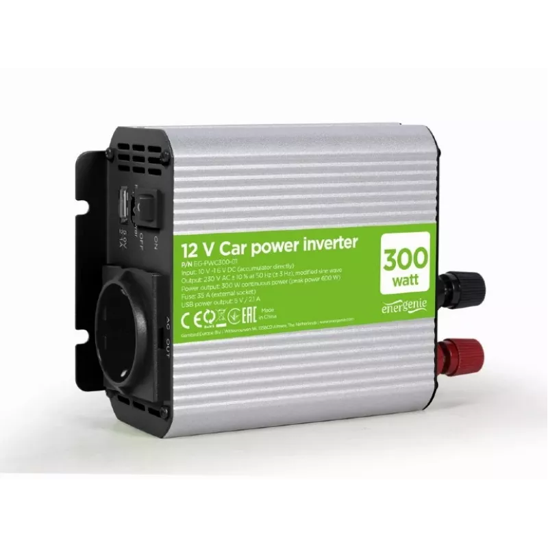 Gembird EG-PWC300-01 jännitemuunnin auto 300 W harmaa