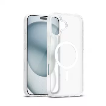 Crong Hybrid Matte Magnetic MagSafe -kotelo iPhone 17 – läpikuultava valkoinen, PC+TPU
