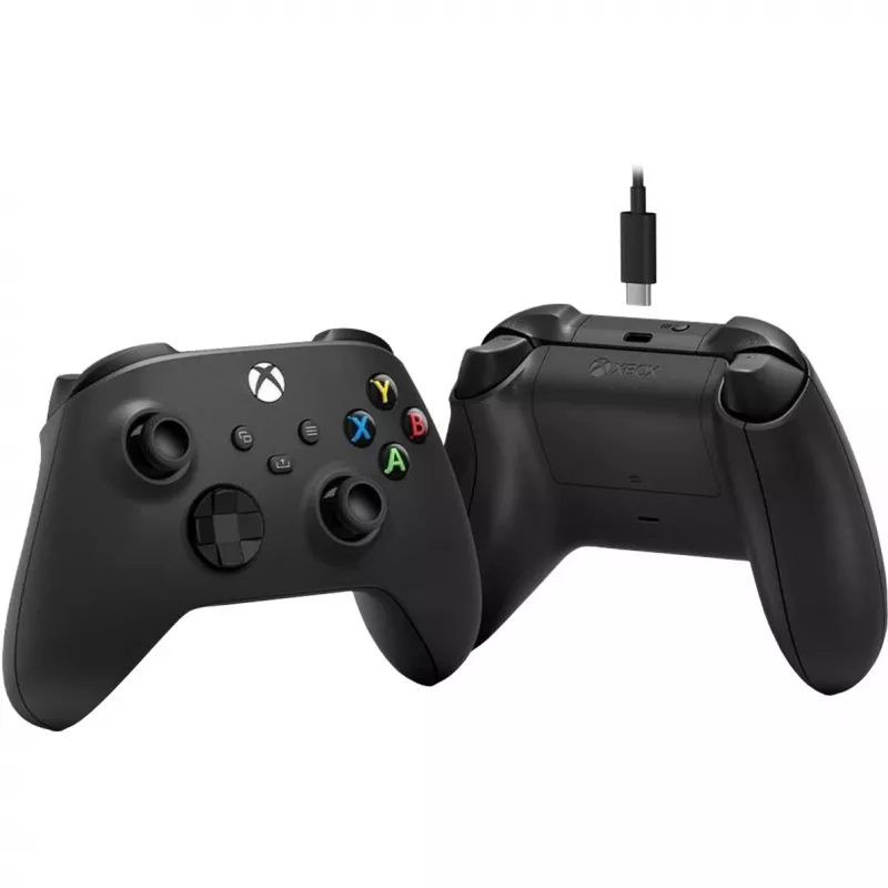 Microsoft Xbox Wireless Controller + USB-C-kaapeli musta peliohjain analoginen / digitaalinen PC, Xbox One, Xbox One S, Xbox One X, Xbox Series S, Xbox Series X