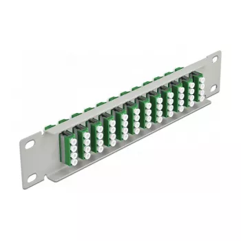 Kuitu-kytkentäpaneeli DeLOCK 10 inch 12 porttia LC Quad vihreä 1U harmaa