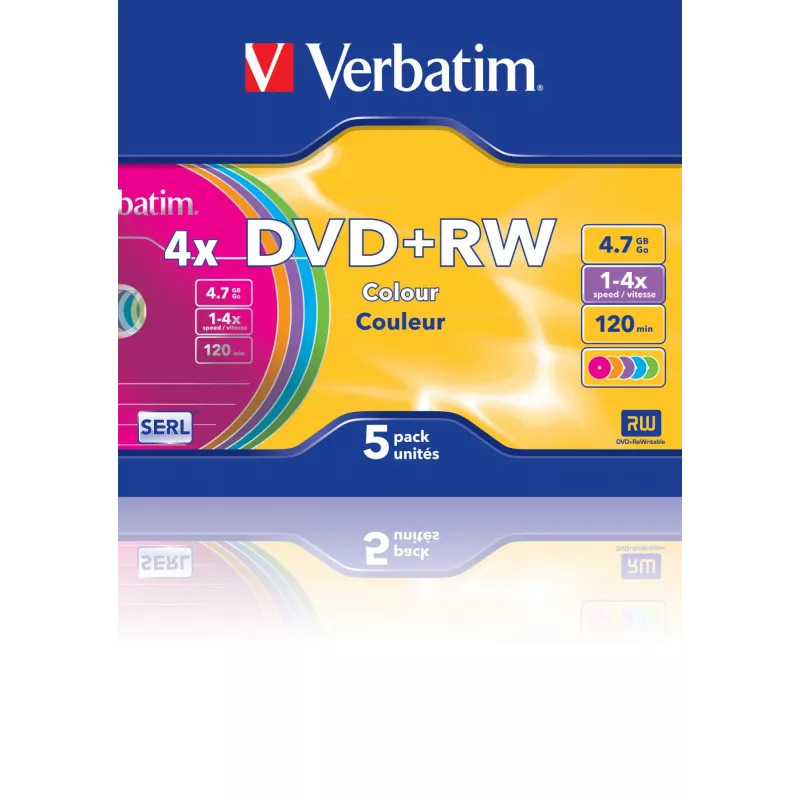 VERBATIM 43297 Verbatim DVD+RW ohut Jewel Case 5 4.7GB 4x väri