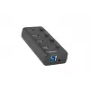 Natec Mantis 2 NHU-1557 4-porttinen USB 3.0 -hubi, USB Type-B -tulo, virtakytkimet, verkkolaite, musta