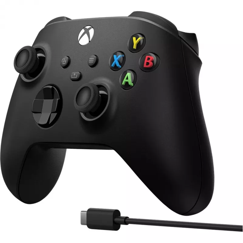 Microsoft Xbox Wireless Controller + USB-C-kaapeli musta peliohjain analoginen / digitaalinen PC, Xbox One, Xbox One S, Xbox One X, Xbox Series S, Xbox Series X