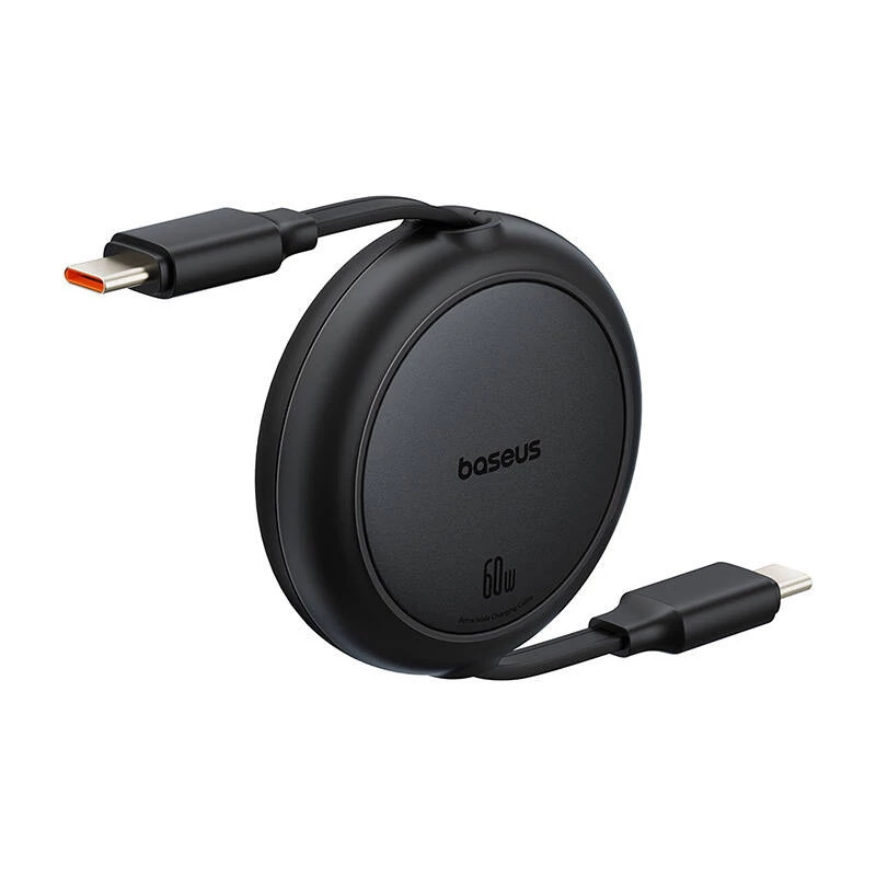 Baseus Free2Pull Mini USB-C - USB-C USB-kaapeli, 60 W, 1 m, (musta)