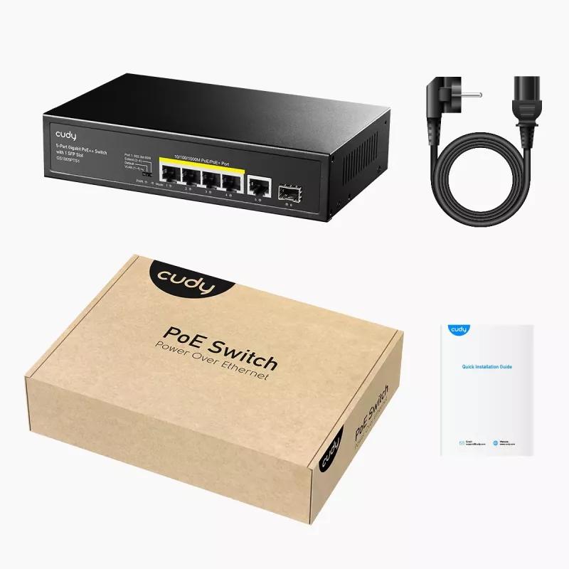 Cudy GS1005PTS1 verkkokytkin Gigabit Ethernet (10/100/1000) Power over Ethernet (PoE) musta
