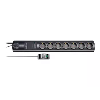 brennenstuhl Primera-Tec Comfort Switch Plus - ylijännitesuoja - vaihtovirta 250 V - 3 500 wattia - lähtöliittimet: 7 - 2,0m - Saksa - musta