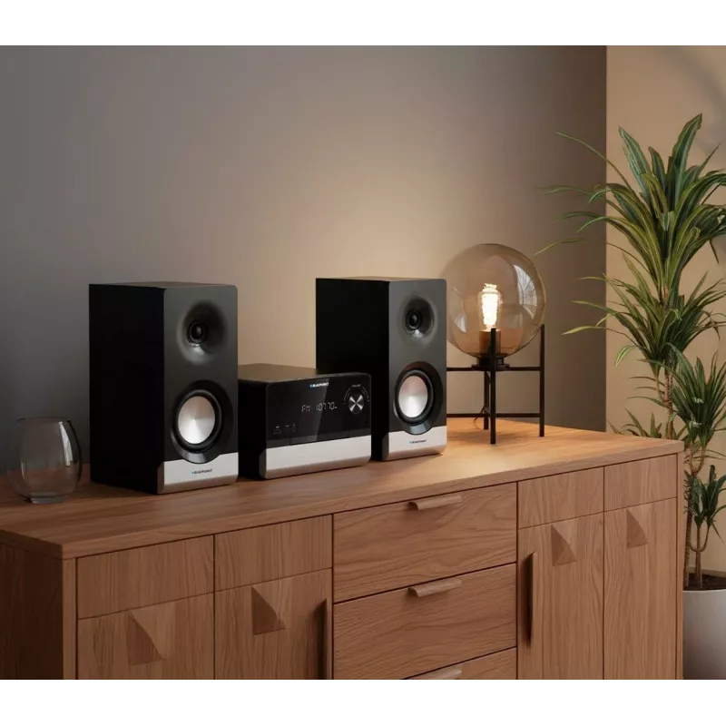 Kotiaudiomikrojärjestelmä BLAUPUNKT MS40.2BT — 2×50 W RMS, Bluetooth, CD, USB, HDMI ARC, optinen tulo, LED-näyttö (musta)