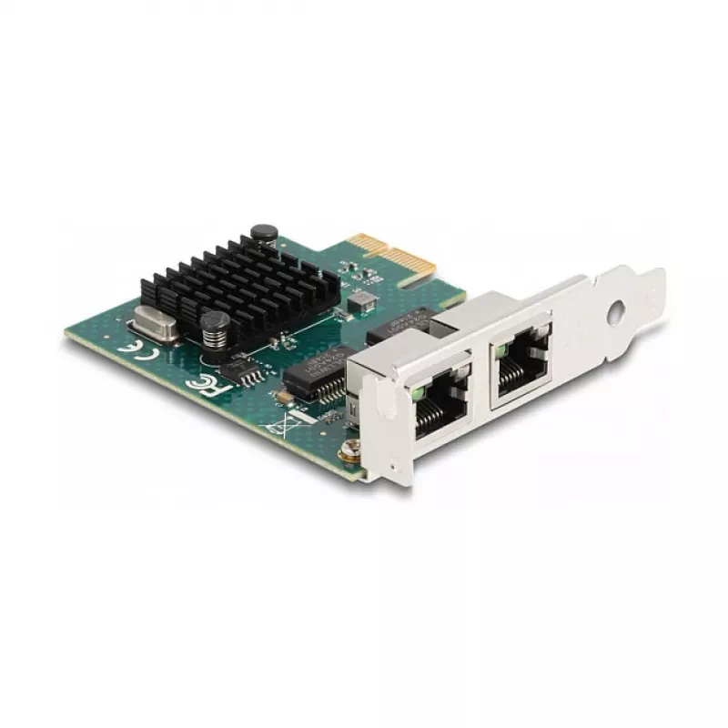 DeLOCK PCI Express x1 -kortti 2 x RJ45 Gigabit LAN BCM harmaa
