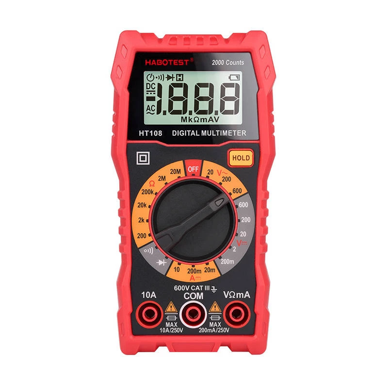 Yleismittari Habotest HT108L – DC 600 V asti, AC 600 V asti, 10 A alue