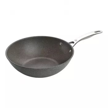 Wok-pannu Ballarini 75002-815-0 pyöreä antrasiitti 30 cm, alumiini, 6-kerroksinen graniitti/titaani-tarttumaton pinnoite