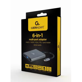 Gembird a-CM-COMBO6-01 kannettavatelakka/porttireplikaattori USB 3.2 Gen 1 (3.1