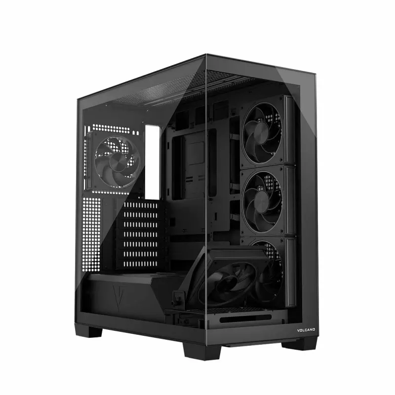 PC-kotelo MODECOM Volcano Stellar 5F ATX Midi Tower, karkaistu lasi, 5 esiasennettua tuuletinta, USB‑C, tukee microATX/ATX, max. GPU 420 mm, CPU-jäähdyttimen korkeus 175 mm