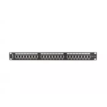 Patch-paneeli 1U LANBERG PPS5-1024-B — 24-porttia RJ-45 Cat5, metalli, musta, räkkiasennus