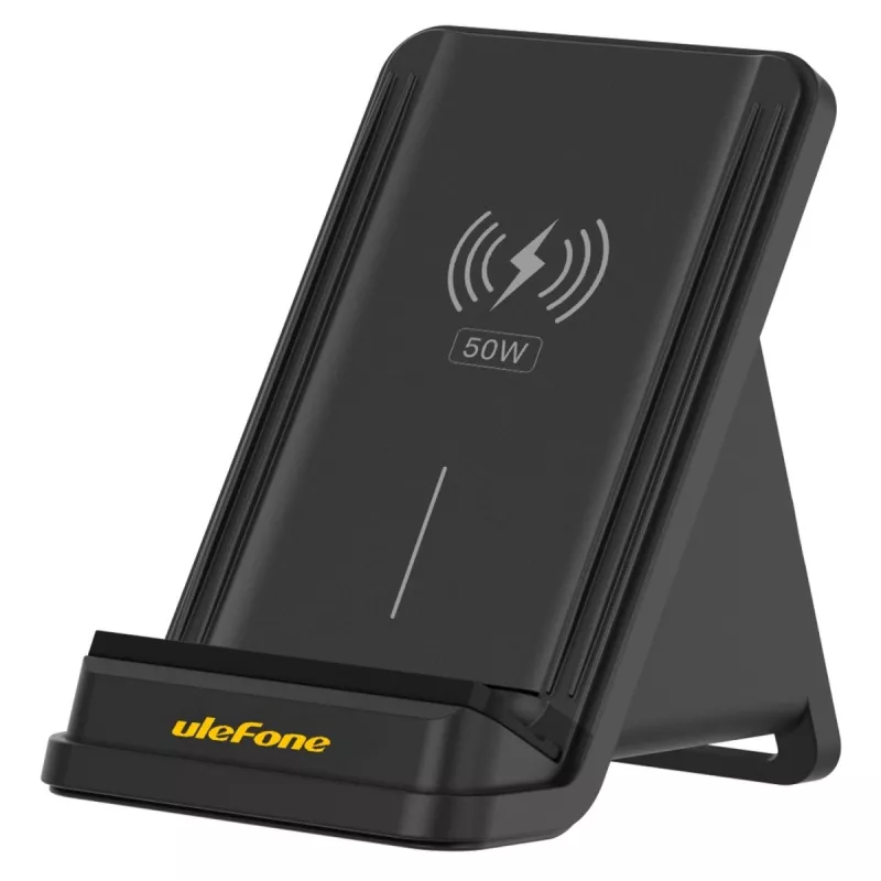 UleFone sisäkäyttöön tarkoitettu älypuhelimen laturi WCS01 – 50 W USB Type-C, langaton pikalataus, musta