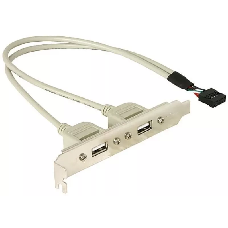 Slotbracket 1x sisäinen USB 5-Pin 2x ulkoiseen USB 2.0 DeLOCK 71000