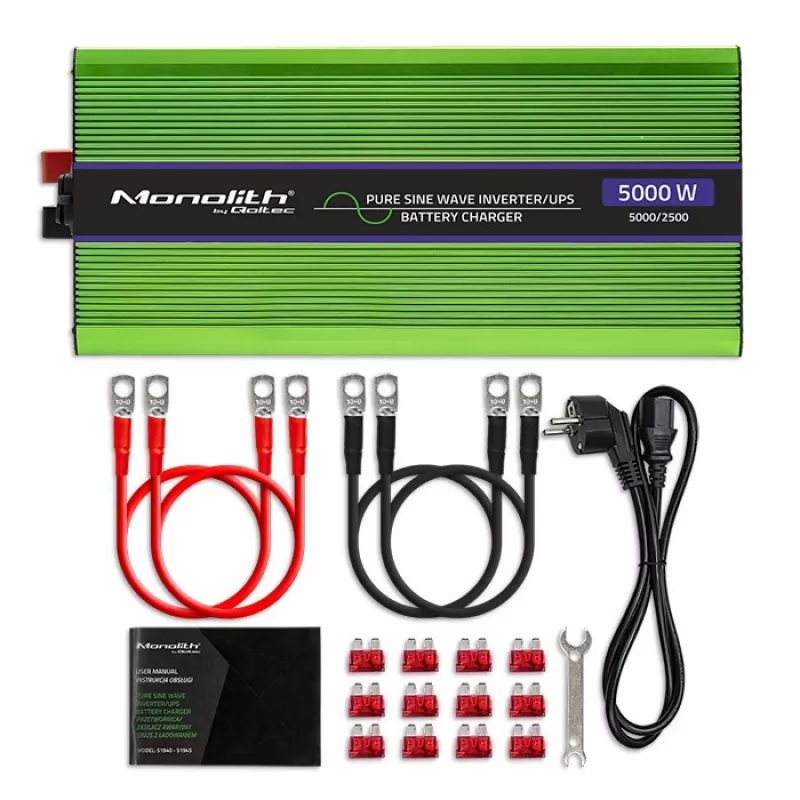 Qoltec Monolith virtasovitin/invertteri auto 5000 W vihreä