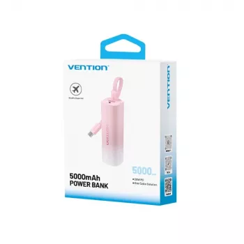 Powerbank Vention FHWR0, kannettava USB-C/USB-A-laturi, yleinen yhteensopivuus