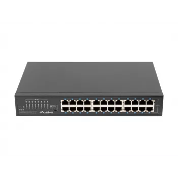 Hallitsematon kytkin LANBERG RSGE-24 — 24× Gigabit Ethernet 1U, rack-asennettava, musta