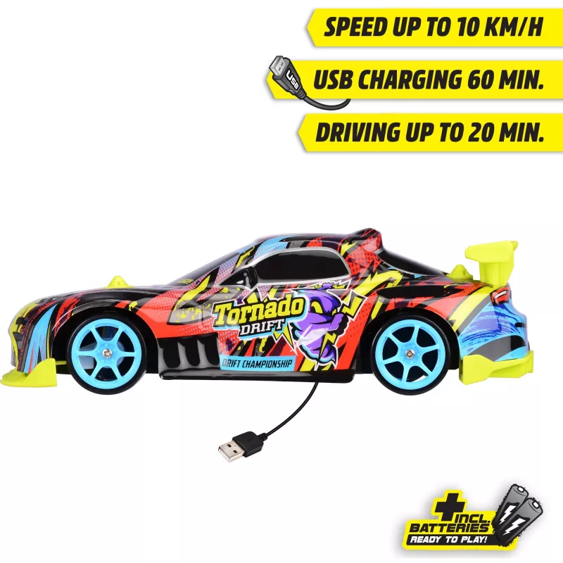 RC-auto Dickie Tornado Drift RTR 2,4 GHz – valmiiksi koottu drift-auto
