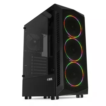 PC-kotelo IBOX LUPUS 27 Midi Tower ATX, karkaistu lasi, RGB, 455×200×380 mm, tukee ATX, näytönohjain enintään 32 cm