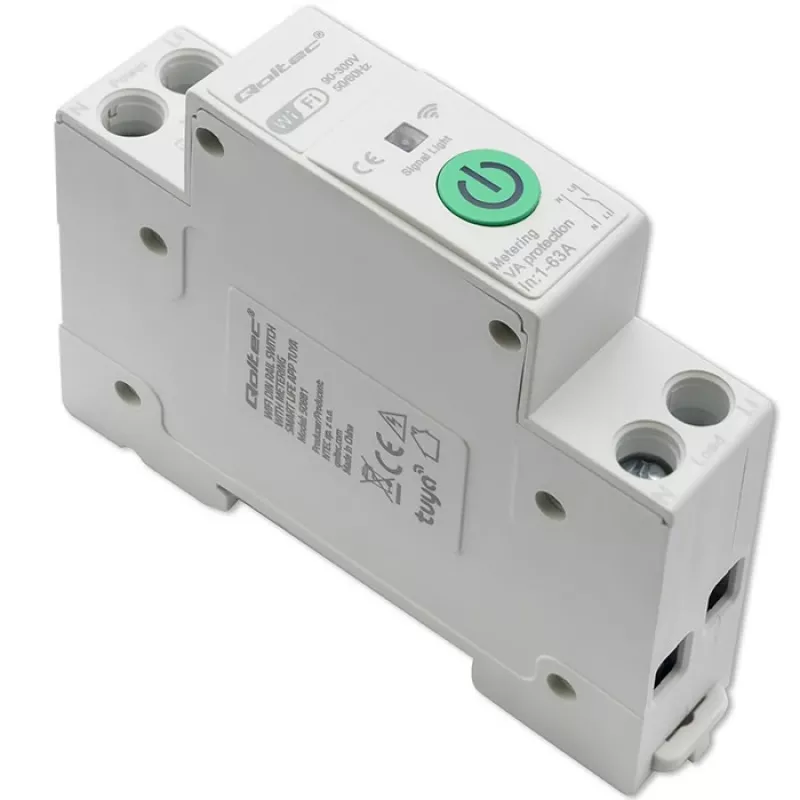 DIN-kiskorele WLAN QOLTEC 50881 — verkkovaihtorele 63A sähköasennuksiin