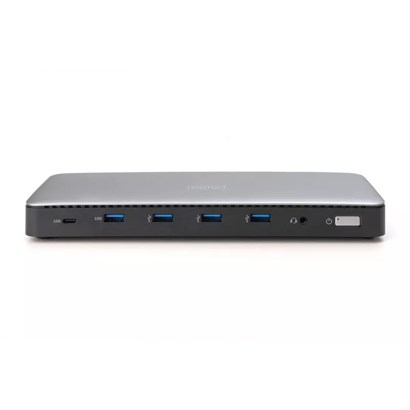 Digitus DA-70918 USB-C-telakointiasema, 13 porttia, 3x HDMI, 2x DP, 4x USB-A, 1x USB-C, RJ-45 1GbE, SD, ääni, 150 W