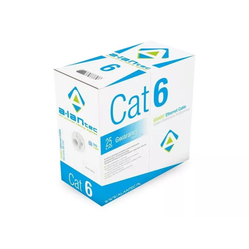 Alantec KIU6LSOH305D U/UTP Cat.6 LSOH -kaapeli, 305 m, harmaa, 23 AWG
