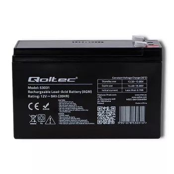 UPS-akku QOLTEC 53031 12V 9Ah vihreä, 152×94×65 mm, 2,35 kg
