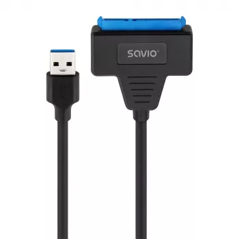 SAVIO SATA - USB 3.1 Gen 1 -liitäntäkaapeli AK-68, SATA-pistorasia - USB-A-pistoke, 5 Gbit/s, 0,25 m, musta