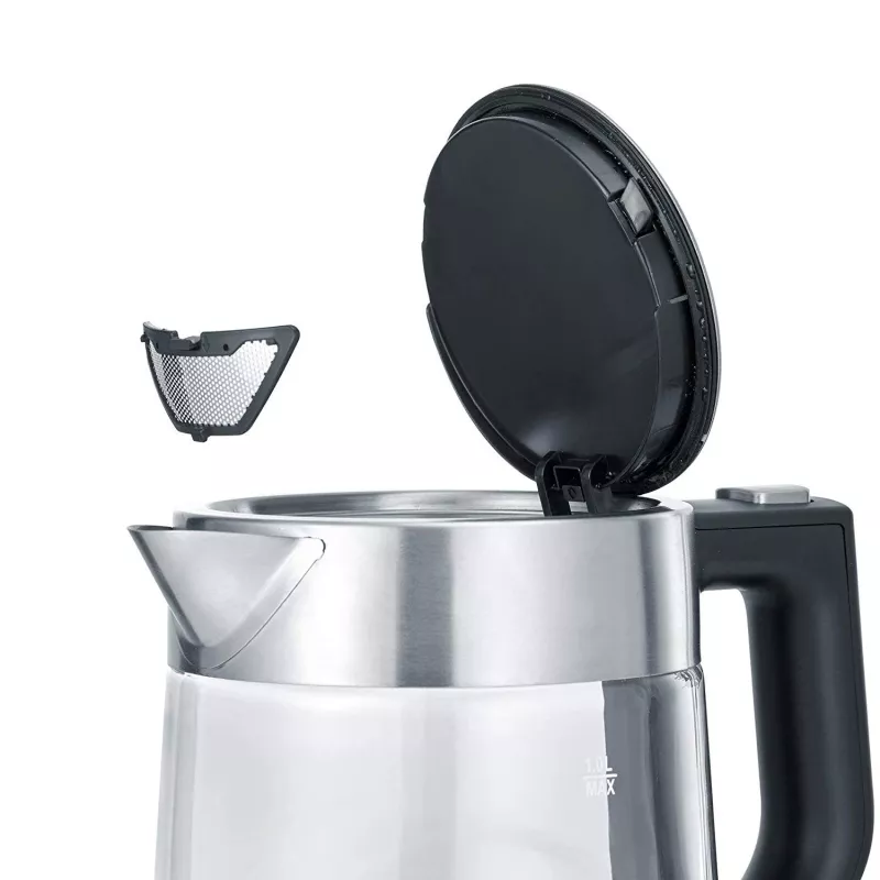 Severin WK 3468 vedenkeitin 1 l 2 200 W musta, ruostumaton teräs, läpinäkyvä