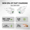 USB-C/A-verkkolaturi YENKEE YAC G38 20W 3A Power Delivery (USB-C ja USB-A)