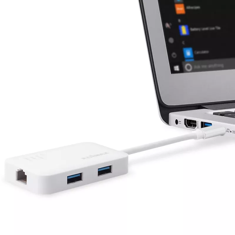 Edimax EU-4308 USB-C-keskitin, 3x USB 3.0 + Gigabit Ethernet