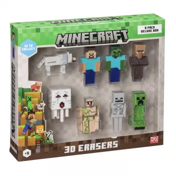 MINECRAFT 3D -pyyhekumi - 8 kpl:n pakkaus Deluxe-laatikko Ver.A