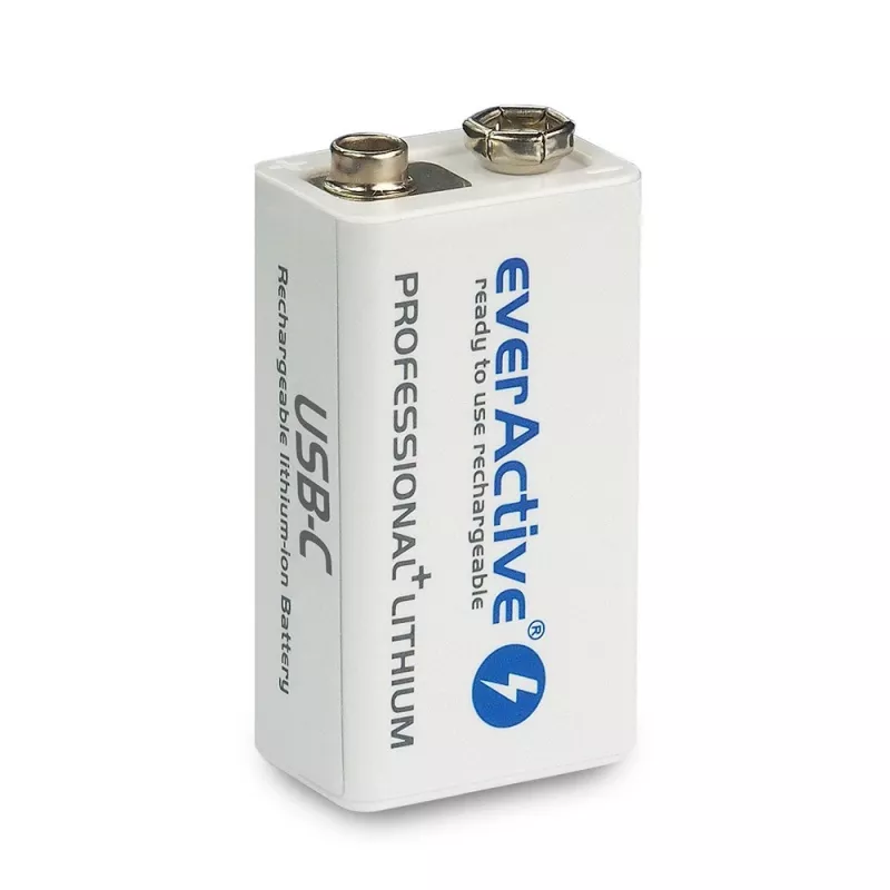 Ladattava akku everActive 6F22/9V Li-ion 550 mAh USB TYPE C:llä