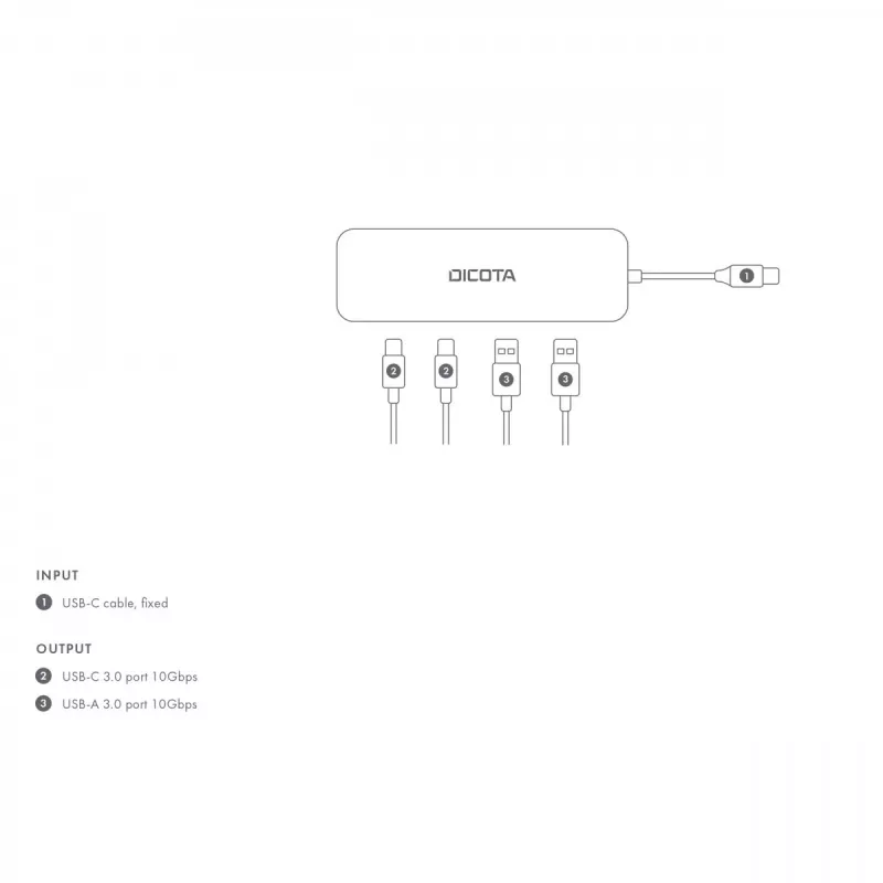 USB Type-C -keskitin DICOTA D32061 10000 Mbit/s hopea