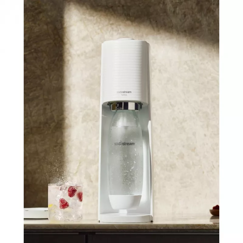 SodaStream-virvoitusjuomalaite Terra Megapack QC valkoinen, 3 pulloa (2270213)
