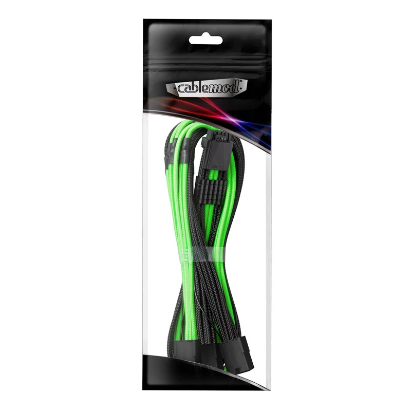 CableMod 12VHPWR - 3× PCIe ModMesh -kaapeli 45 cm, musta/vaaleanvihreä