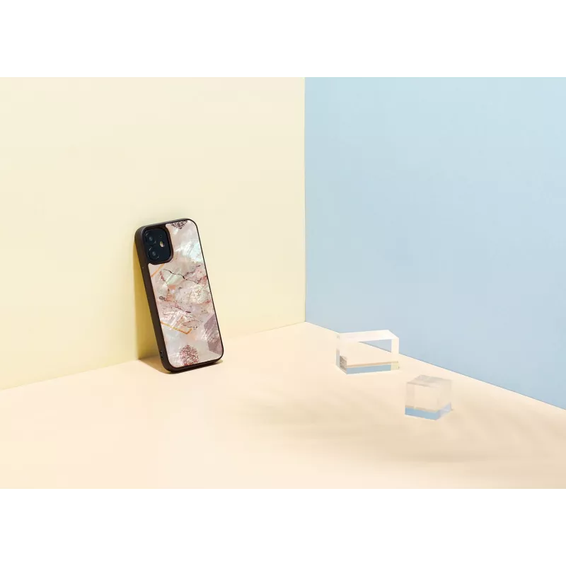 iKins suojakotelo Apple iPhone 12 mini — vaaleanpunainen marmorikuvio, ohut istuvuus