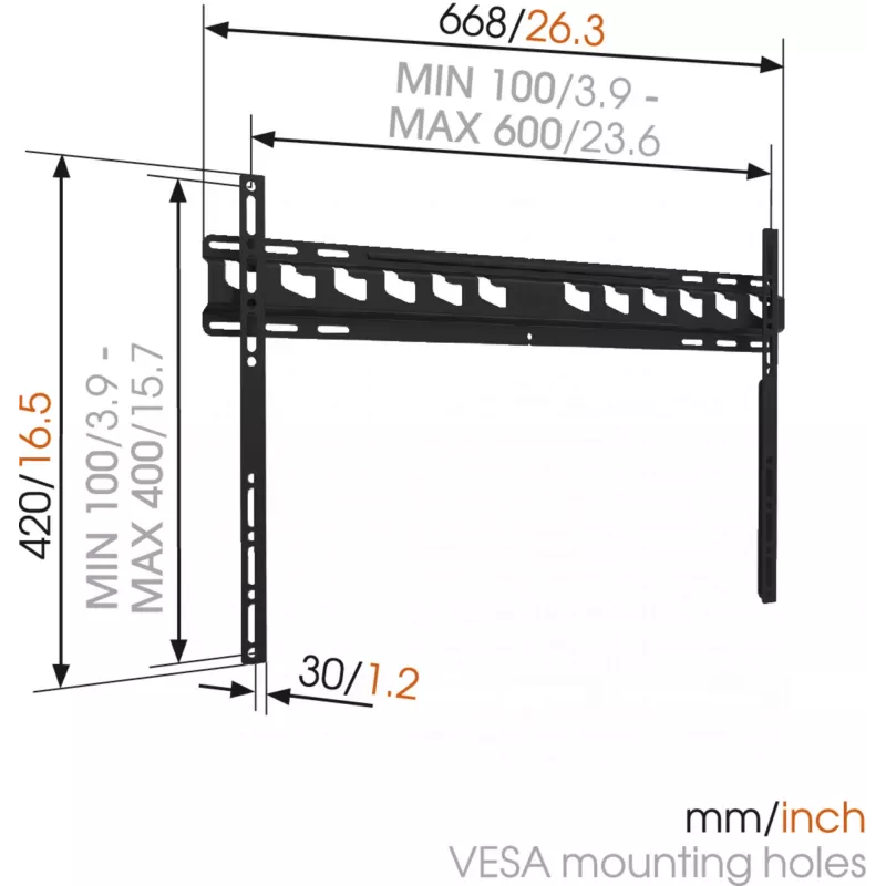 Vogels | seinäteline | MA4000-A1 | kiinteä | 40-80 | enimmäiskantavuus 80 kg | musta