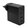 Qoltec GaN POWER PRO -laturi | 2xUSB-C | 2xUSB | 130W | 5-20V | 1.5-5A | XP | musta