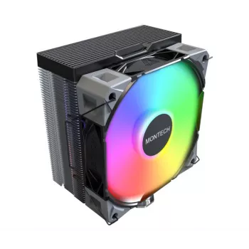 Ilmajäähdytin Montech NX400 ARGB, 120 mm tuuletin, FDB, 800–1950 kierr./min, TDP 270 W, musta