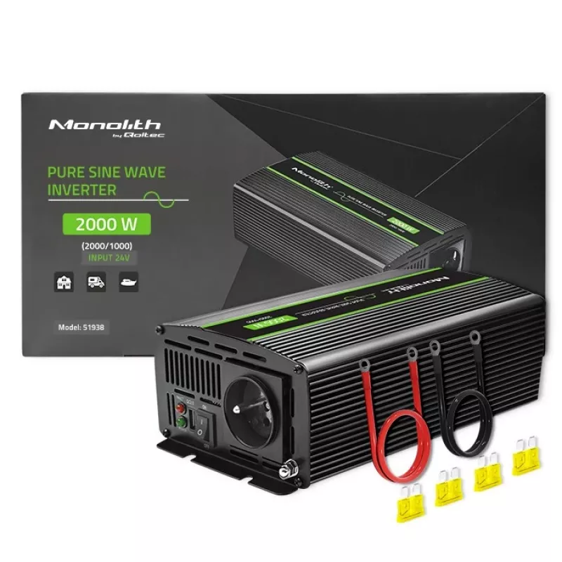 Auto-invertteri Qoltec Monolith 2000 W musta 24 V
