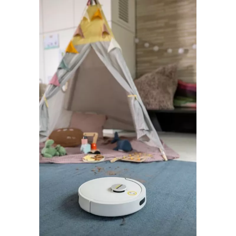 KÄRCHER RVC 3 Comfort valkoinen lattianpuhdistusrobotti ja latausasema